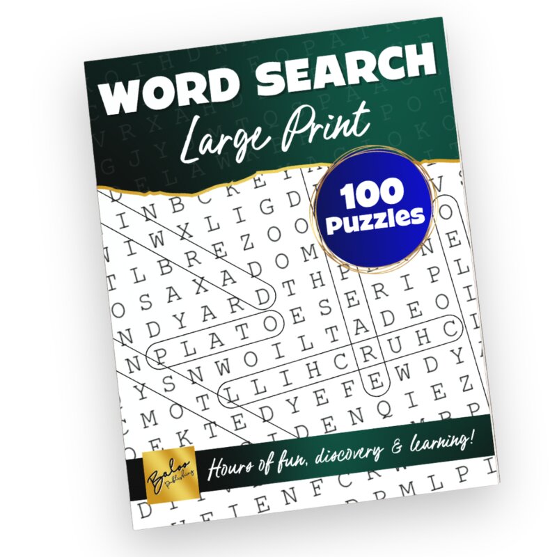 Large Print Word Search Puzzle Book (100 Unique Themes) cover